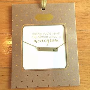 Mud Pie gold 'a' bar necklace -- NEW